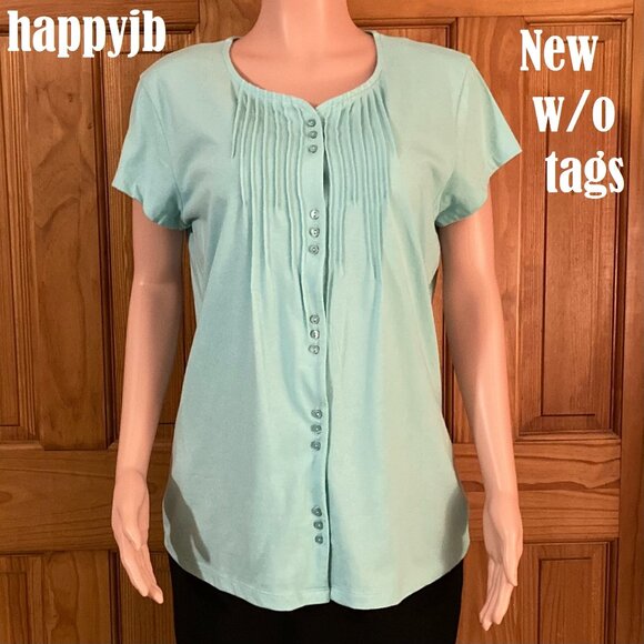 NWOT Blair Short Sleeve Top Blouse Size L - Picture 2 of 11